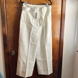 Banana republic cream colored wide leg pants with belt size 8